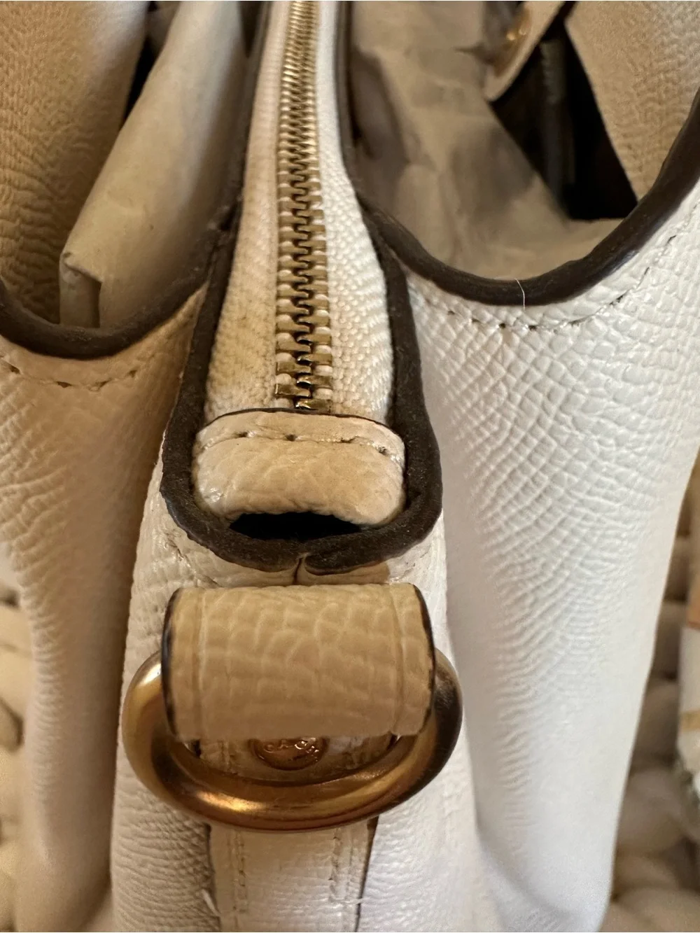 Coach Pebbled Leather Dome Satchel NWT Cream